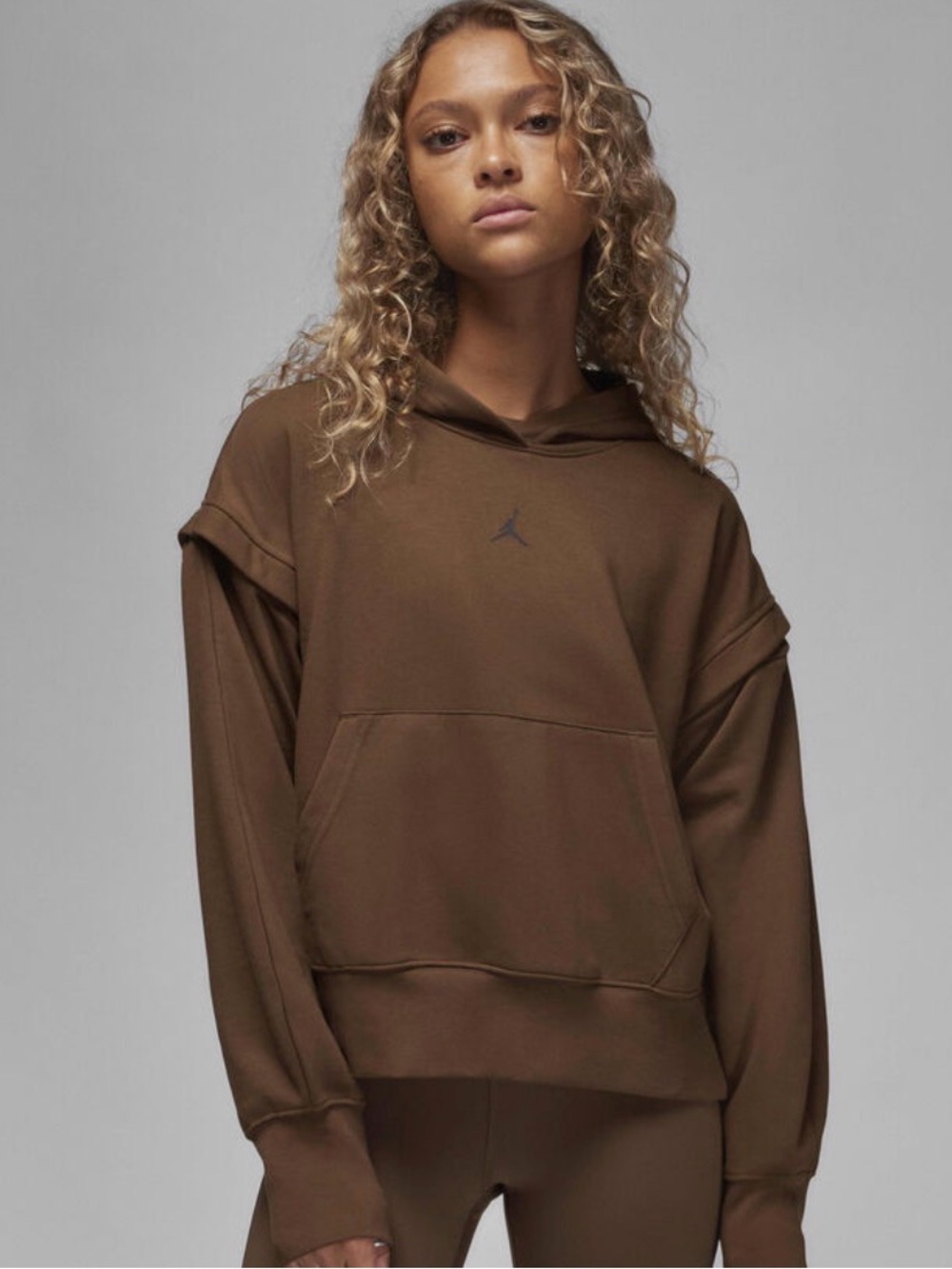 Jordan Oversized Brown Tear away sleeve Pullover Hoodie
